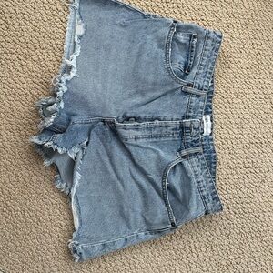 Zara Blue Jean Shorts with Frayed Hem
